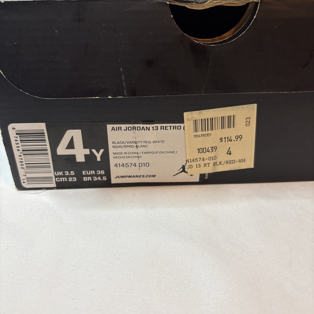 NIKE AIR JORDAN XIII 13 RETRO GS BLACK RED WHITE BRED PLAYOFF 414574-010 Size 4Y - Picture 4 of 16